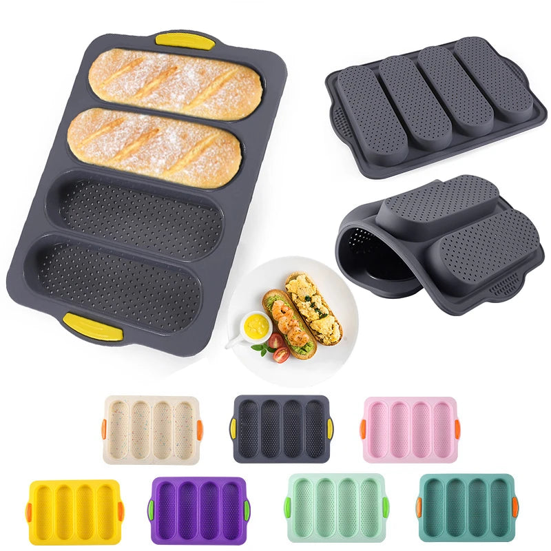 Restaurant Grade Silicone Baguette Bake Tray: Baking Mold for Bread, Anti-Scalding Non-Stick Oven Tool - Kitchen Accessories