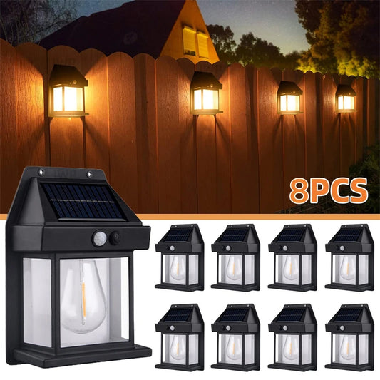 Solar Wall Lights – Outdoor Waterproof Wireless Motion Sensor Security Lamps, Dusk to Dawn Lighting for Garden, Available in 1-8 PCS