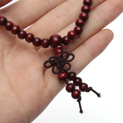 6mm Natural Sandalwood Buddhist Bracelet - Prayer Meditation Wood Beads for Men and Women