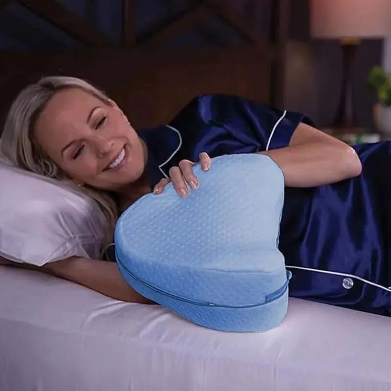 Heart-Shaped Memory Foam Leg Pillow - Slow Rebound Cotton Vein Pad for Side Sleepers, Leg Support Throw Pillow