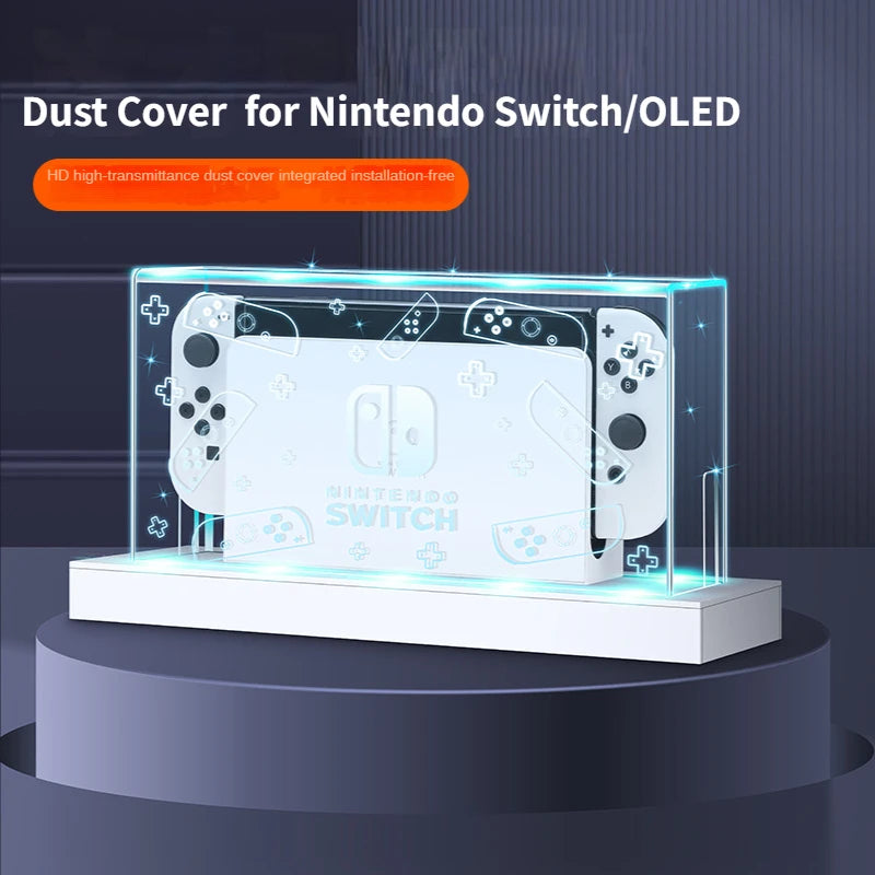 Dust Cover for Nintendo Switch/OLED - Light Emitting Base Box, Acrylic Host Shell, Protective Cover for OLED Console