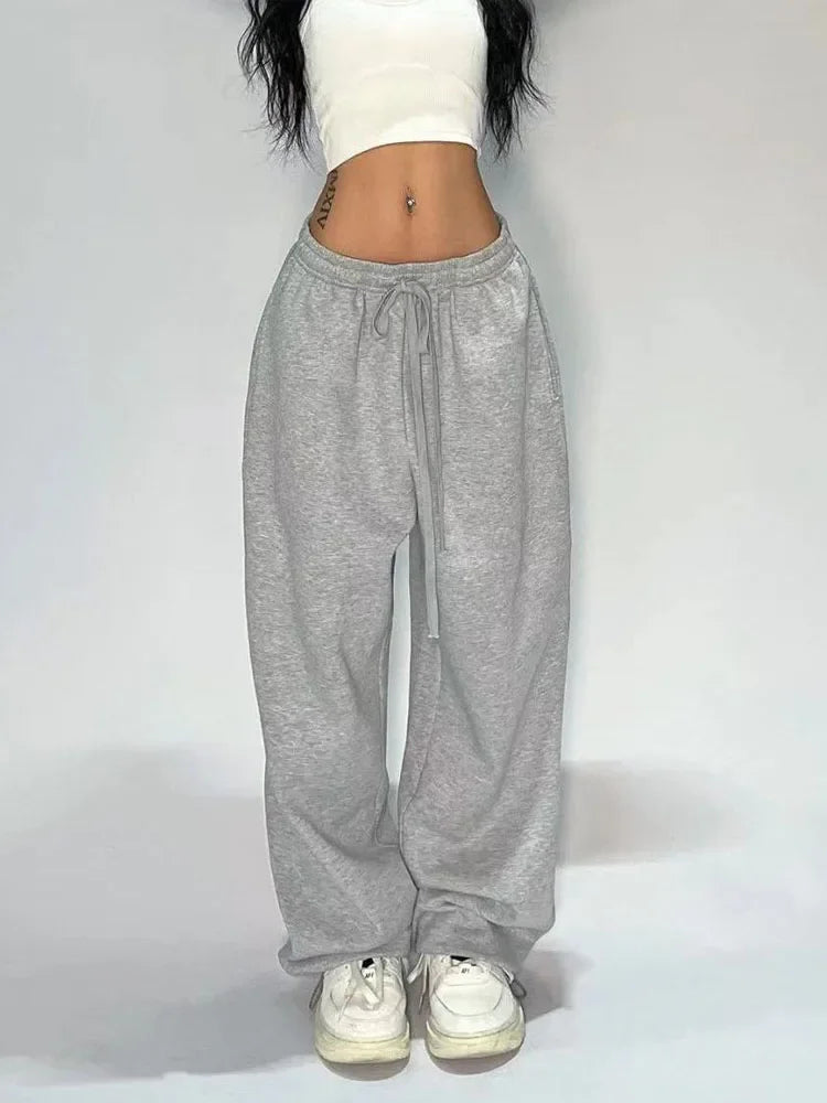 HOUZHOU Women Sweatpants - Casual Joggers, Harajuku Hip Hop Korean Fashion, Y2K Wide Leg Sports Trousers for Streetwear