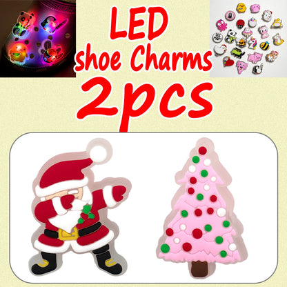 LED Christmas Shoe Charms - Luminous Decorations Featuring Santa Claus, Snowman, Gingerbread Man, Dog, and Cat for Clogs