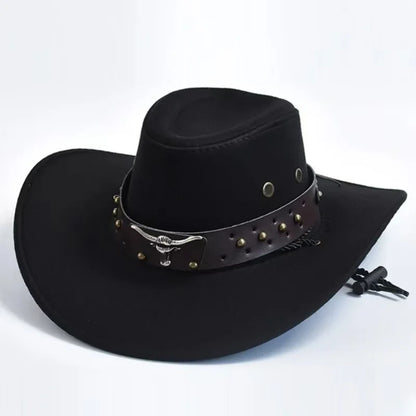 Artificial Suede Western Cowboy Hat - Vintage Big-Edge Gentleman and Cowgirl Jazz Hat for Holidays, Party, and Cosplay