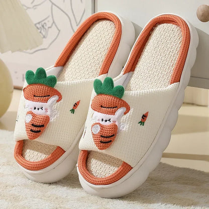 Hot Sale Milk Cow Linen Slippers for Women & Men: Cartoon Indoor Sandals - Cute Breathable Home Shoes for Couples