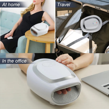 5 Level Smart Air Pressure Hand Massager - Palm Acupoint Compression, Vibration, Hot Compress for Wrist, Fingers Spa and Muscle Relaxation