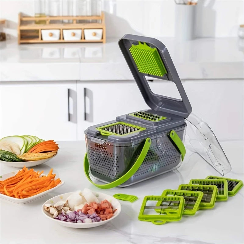 22-Piece Vegetable Cutter Set | Multifunctional Fruit & Vegetable Cutter | Manual Food Grater | Container