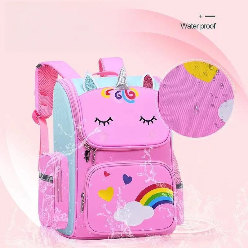 Girls' School Backpack - Large Capacity Waterproof Bag with Unicorn Print