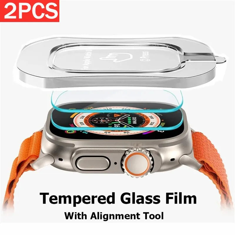 Ultra Alignment Tool & Tempered Glass Film for Apple Watch 49mm - Easy Install Screen Protector for iWatch Ultra 2