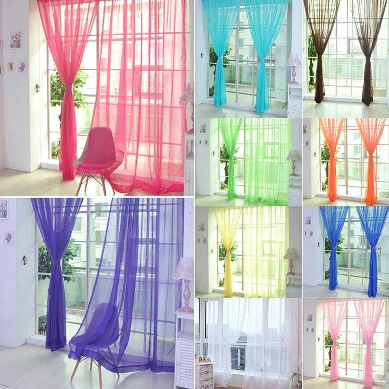 Transparent Window Gauze Curtains – Solid Color Wedding Glass Household Products in Light Luxury Style – Easy to Install