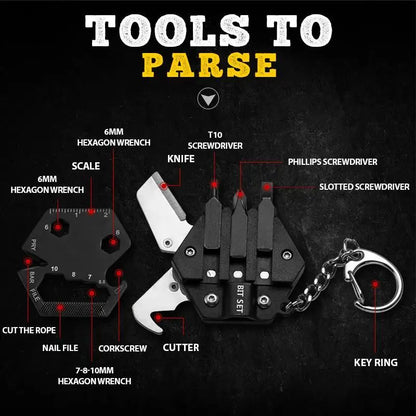 Multifunctional Hexagon Coin Outdoor EDC Tool - Folding Coin Knife Keychain with Screwdriver, Pocket Mini Coltello Gear