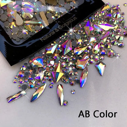 150pcs Round Flatback Glass Rhinestones + 20pcs Odd Shaped Jewelry Beads: DIY Beauty Decorations for Nail Art