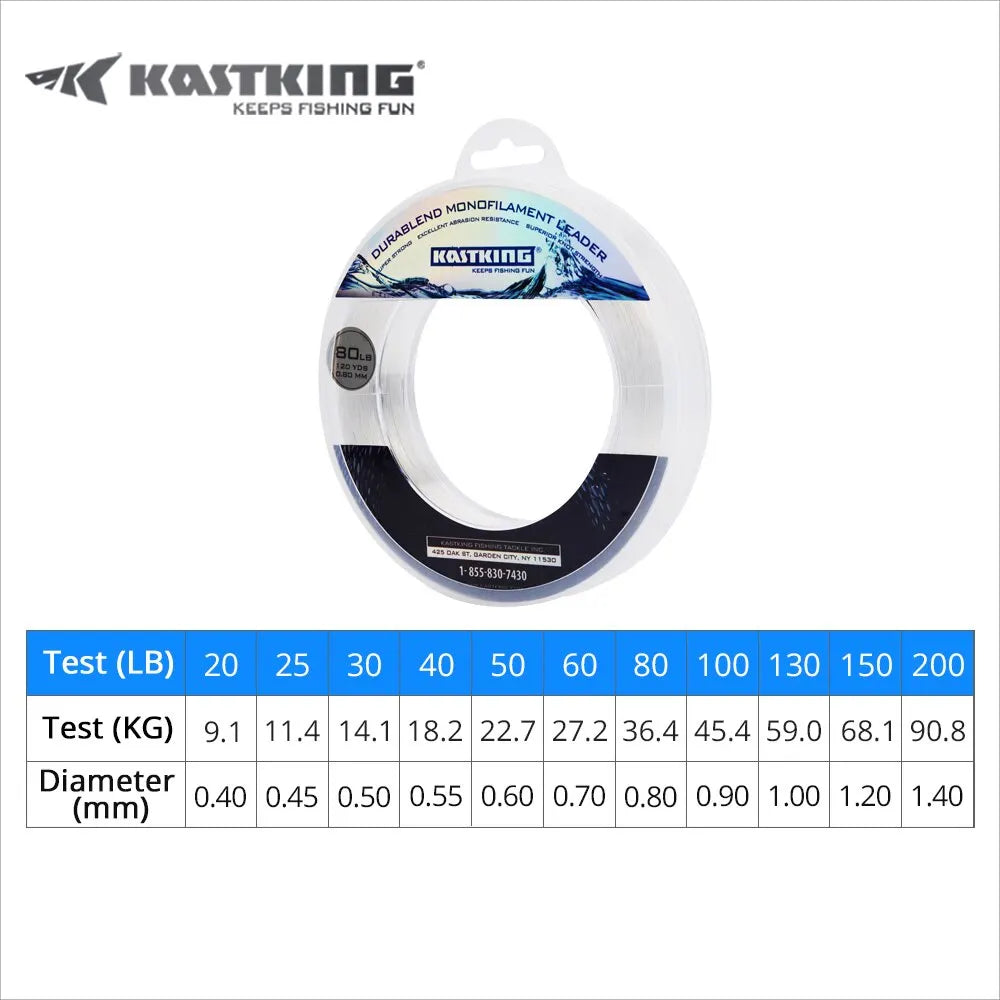 KastKing Nylon Fishing Line: 20-200LB, 110M Length, 0.40-1.40mm Diameter - Super Strong Monofilament Line for Boat Fishing