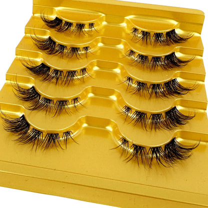 3D Clear Band Segmented Lashes - Wispy Mink Eyelashes for Fluffy Cat Eye Look, Individual Natural-Looking Manga Lashes