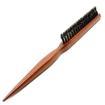 Natural Boar Bristle Hair Fluffy Comb - Wood Handle Hair Brush - Anti-Static Barber Hair Comb - Scalp Massage Hairdresser Styling Tool