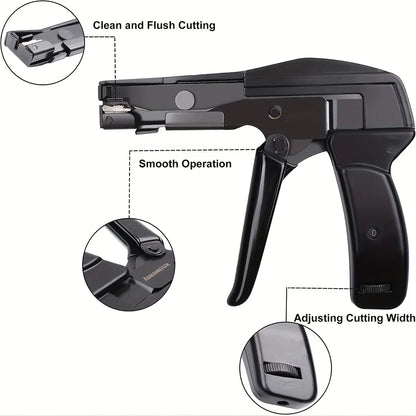 Fastening Cable Tie Tool - Flush Cut Zip Tie Gun with Steel Handle for Nylon Cable Tie