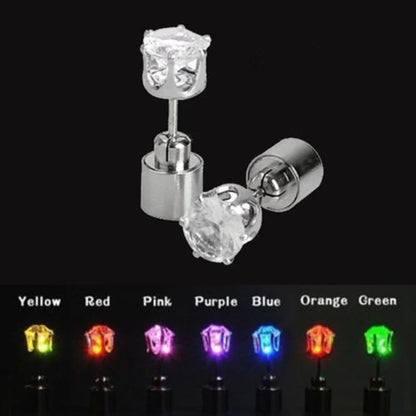 1 Pair LED Light Square Stud Earrings - Unique Christmas & Halloween Party Accessories