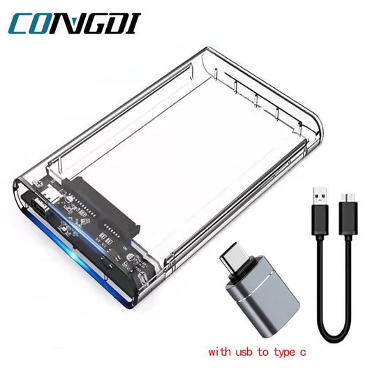 USB 3.0 2.5 Inch HDD Enclosure - SATA SSD Hard Drive Case with 5Gbps Transfer Speed, External Housing with Cable