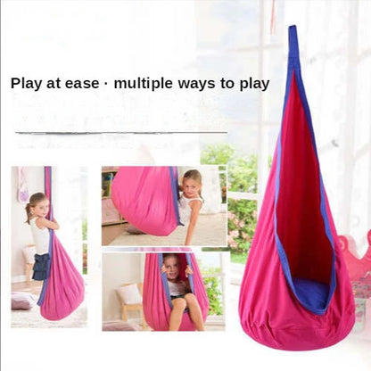 New Portable Children's Hanging Chair: Parachute Cloth Swing Bed with Inflatable Cushion - Indoor & Courtyard Model