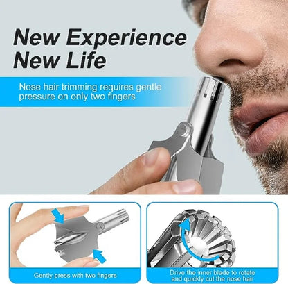 Noiseless Washable Manual Nose Hair Trimmer for Men and Women - Easy Nasal Hair Grooming Solution