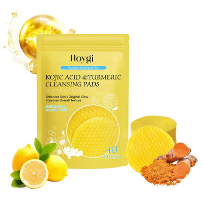 40/50pcs Kojic Acid & Turmeric Cleansing Pads - Exfoliating Facial Sponges for Daily Skin Care and Deep Cleansing