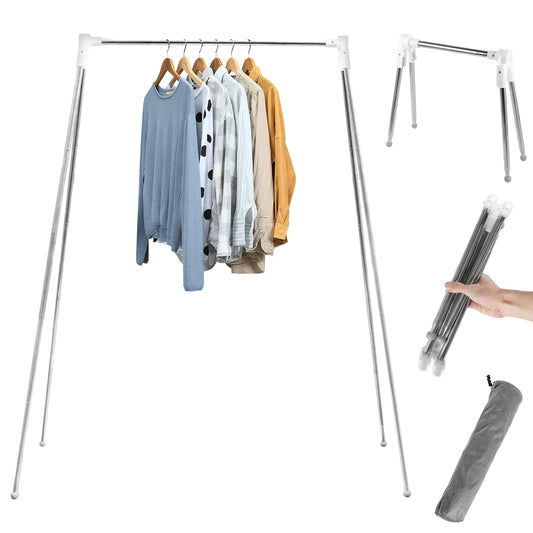 Collapsible Floor Stand Clothes Hanger - Adjustable Angle Clothes Drying Rack for Home, Camping, Travel, and Outdoor Storage