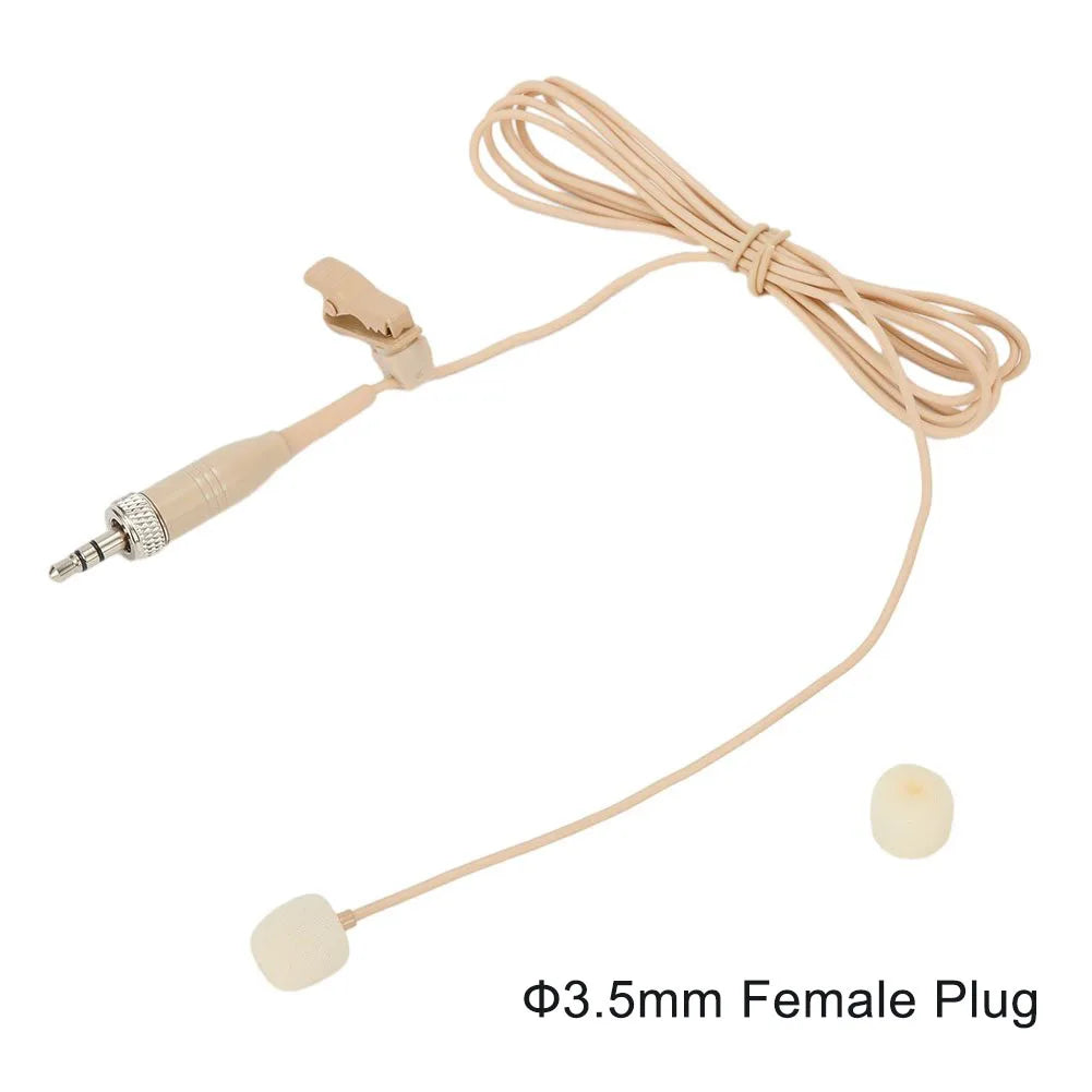 Beige 3.5mm Lavalier Microphone for Sennheiser Wireless - Omnidirectional Condenser Lapel Mic with 3-Pin and 4-Pin XLR Clip