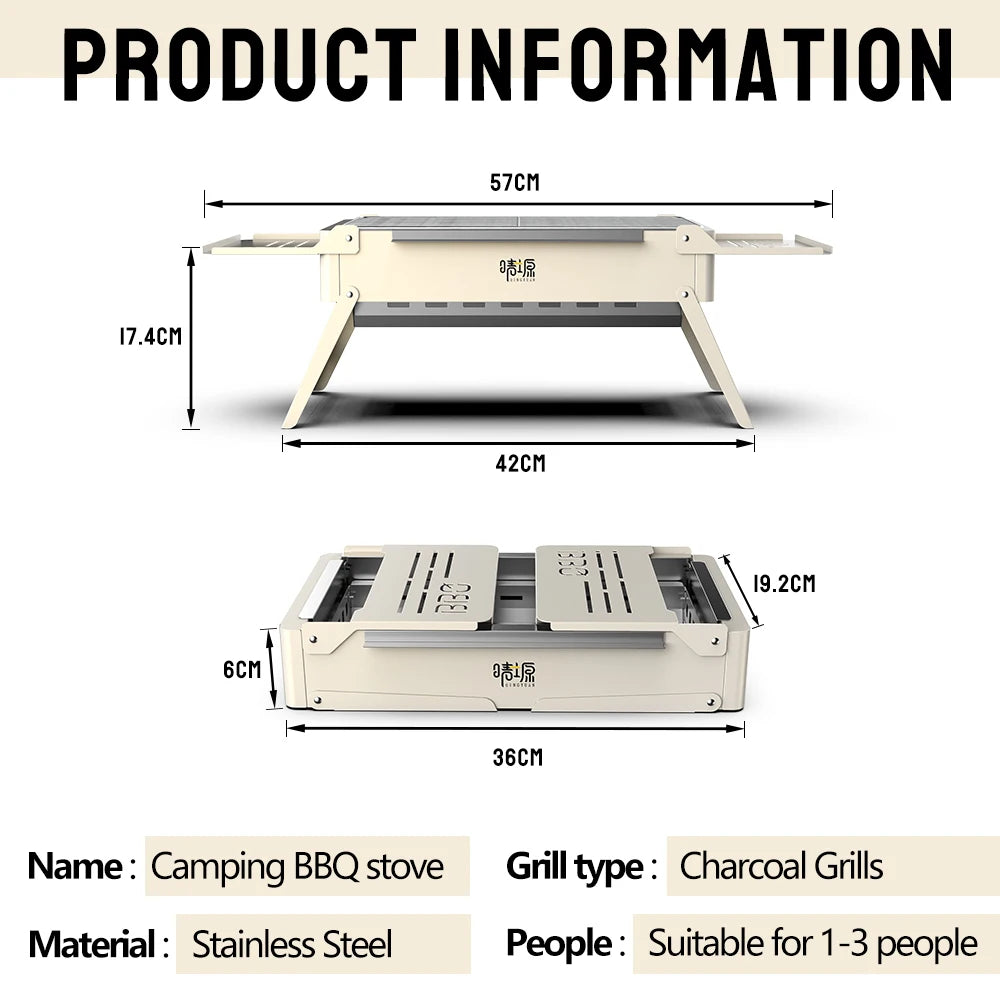 Detachable Camping Grill - Portable Mini Stove Folding Barbecue Cookstove, Durable Foldable BBQ Grill Rack, Outdoor Cookware