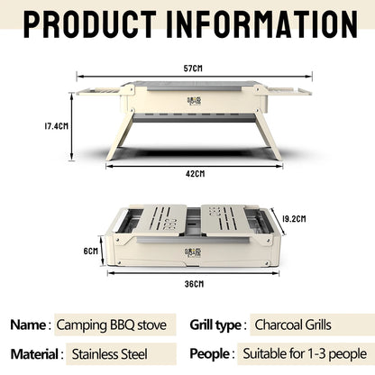 Detachable Camping Grill - Portable Mini Stove Folding Barbecue Cookstove, Durable Foldable BBQ Grill Rack, Outdoor Cookware