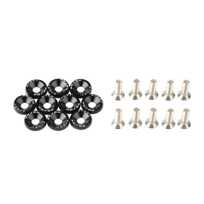 10PCS Universal M6 Car Nuts Bolts - JDM Stickers Password Fender Washer License Plate Bolts for Car Styling Modification Accessories