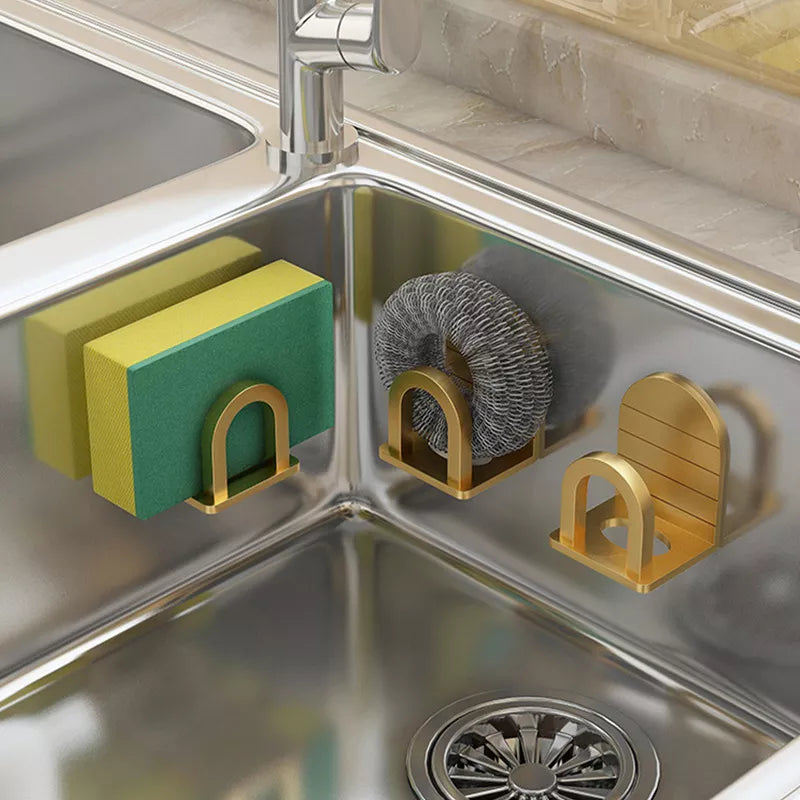 Space Aluminium Kitchen Sponge Holder - Efficient Sink Dish Washing and Drain Drying Rack