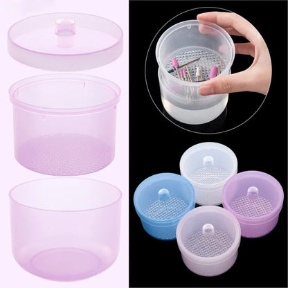 Nail Polishing Head Sterilization Box: Round Cleaning and Disinfection Storage Bowl - Available in Blue, Pink, Clear, and Purple for Complete Sterilization Solution