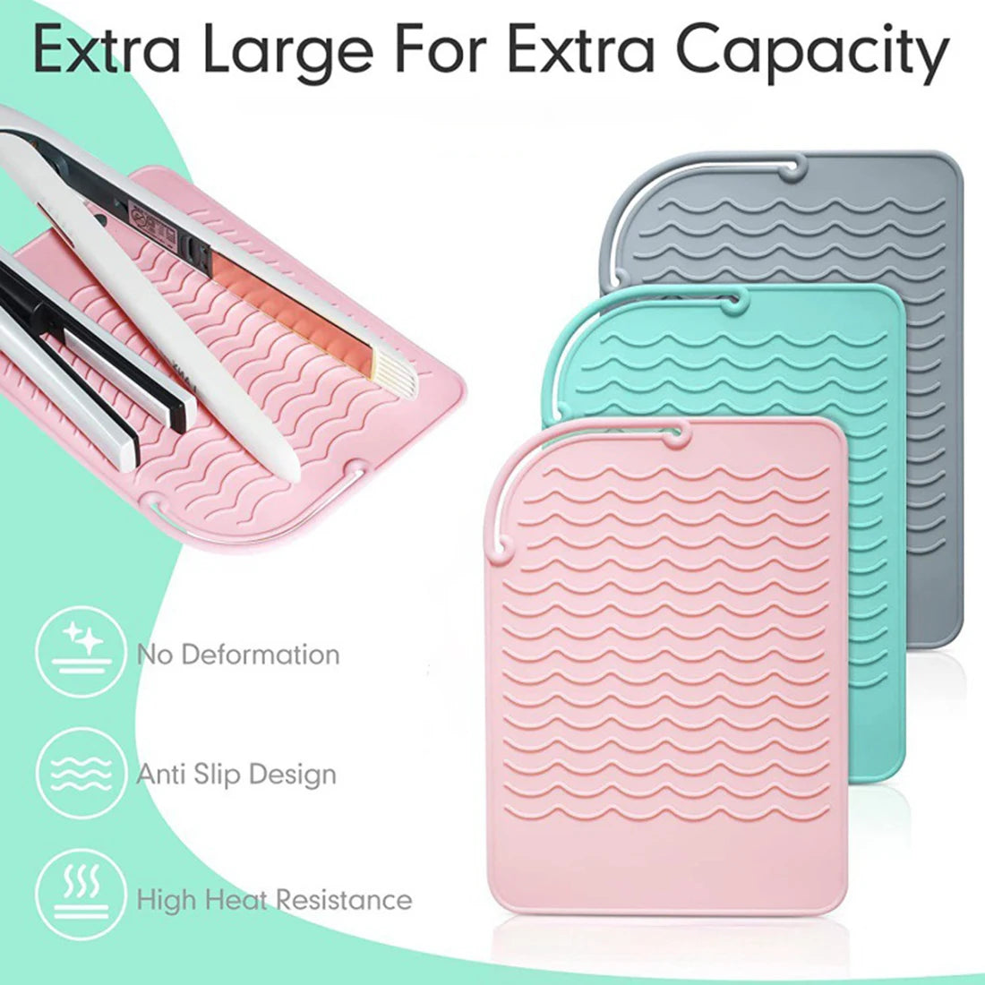 Portable Silicone Heat Resistant Mat - Non-Slip Insulation Pad for Hair Straighteners and Curlers, Ideal Styling Tool for Travel