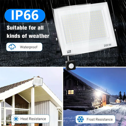 LED Flood Light with Sensor – 50W, 100W, 150W, IP66 Waterproof Spotlight – AC110V/AC220V Wall Reflector LED Projector