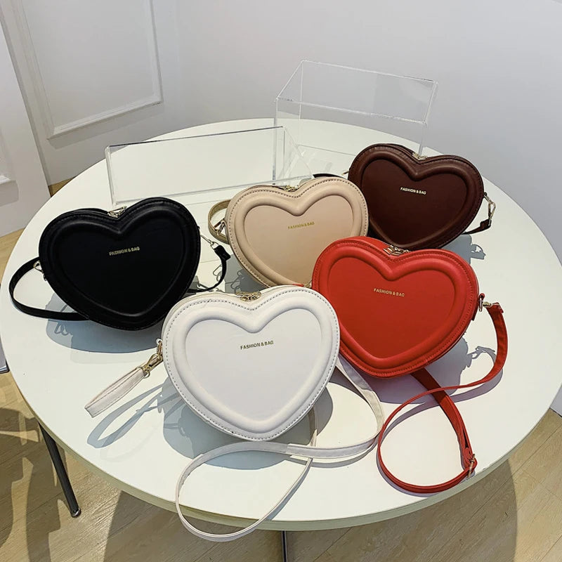 Hot Sale Heart Shape Crossbody Bags: Solid PU Leather Shoulder Bags - Fashion Handbags for Women