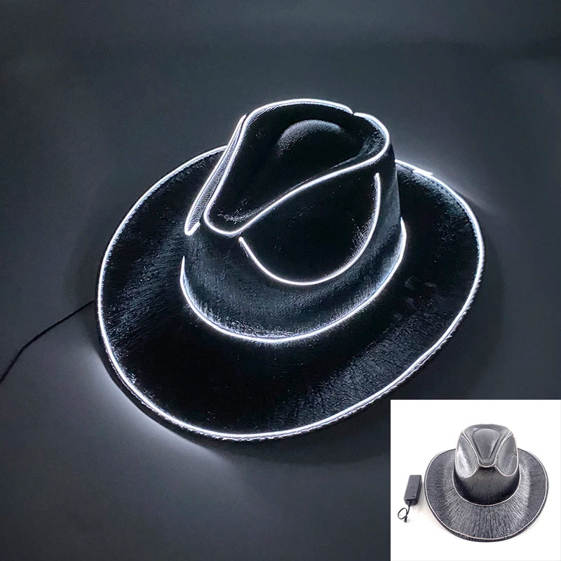 New Pearlescent Cowboy Hat - Glowing Cowgirl Cap for Dance Costumes, Neon Nightclub Decor