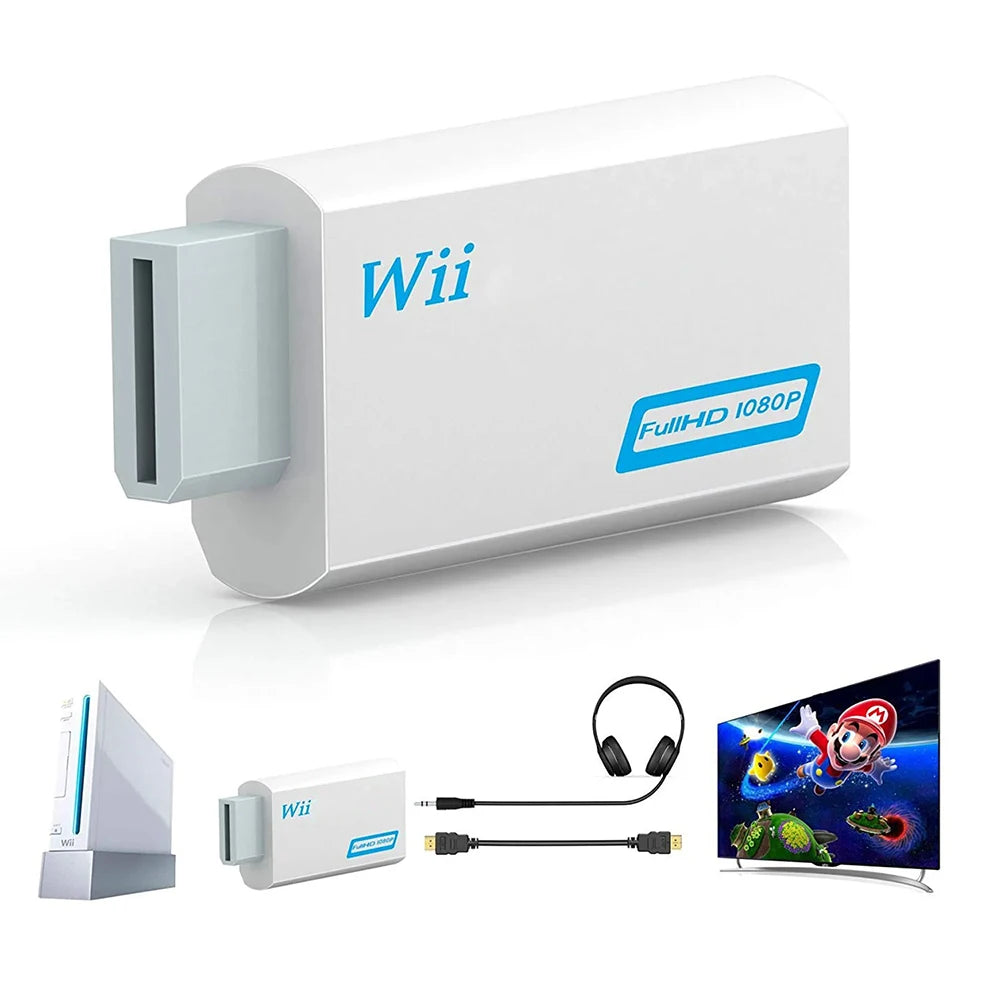 Wii to HDMI-Compatible Converter – 1080P Full HD Adapter with 3.5mm Video and Audio for PC, HDTV, Monitor – Wii2HDMI-Compatible