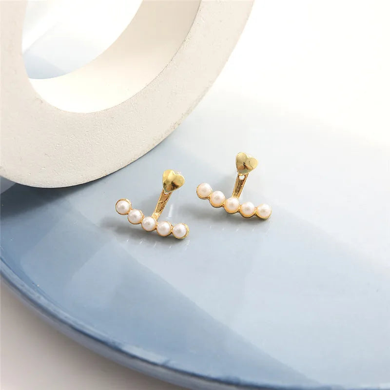 WUKALO 2024 Elegant Gold Heart Pearl Stud Earrings - Korean Fashion Jewelry for Women and  Girls