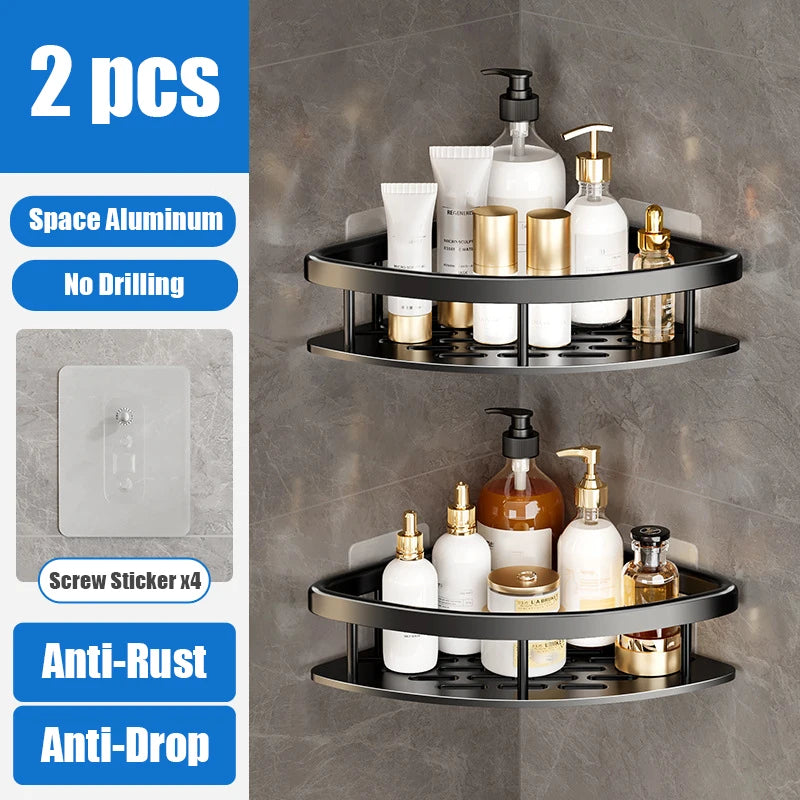 Shower Corner Shelf Caddy - No Drill Rust-Proof Organizer for Bathroom, Corner Wall Shelf and Shampoo Holder