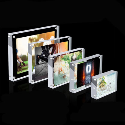 Transparent Acrylic Magnetic Photo Frame - Sleek Poster Display Stand for Home Decoration