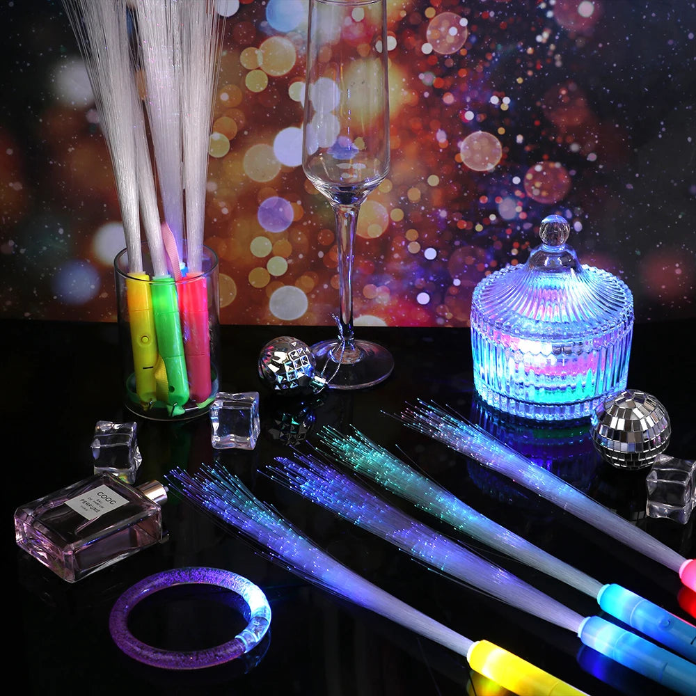 LED Fiber Light-Up Stick - 3 Glowing Patterns for Parties, Christmas, Birthdays, and Weddings - Fun Luminous Gift