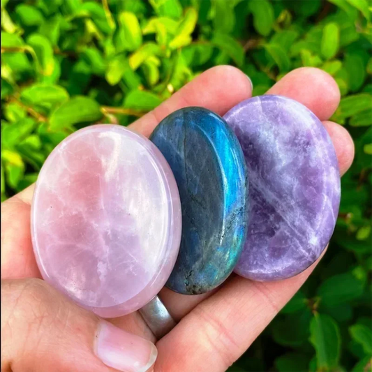 1pc Large Amethyst Worry Stone - 45x35mm Real Natural Crystal, Thumb Energy Healing Stone for Face Massage and Spa Relaxation S21