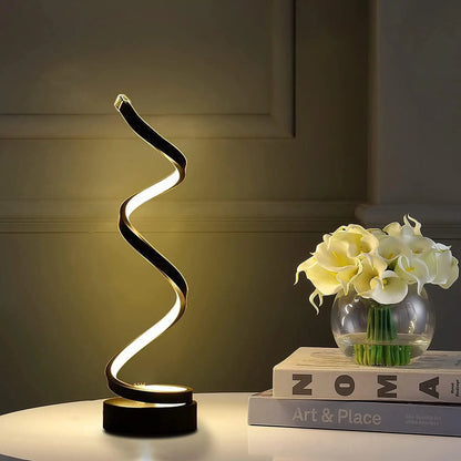 Modern Spiral LED Table Lamp: Dimmable Lighting for Living Room, Bedroom, Office - Stylish Nightstand Decor