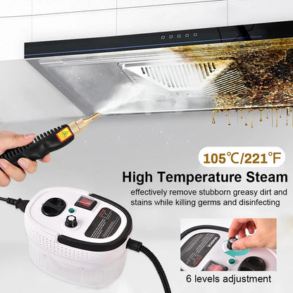 2500W High Pressure Steam Cleaner: Handheld High Temperature Steam Cleaner for Home, Kitchen, Bathroom, Car Cleaning