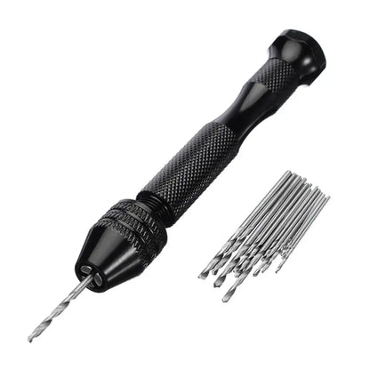 Adjustable Manual Hand Drill With Keyless Chuck | Mini Micro Aluminum Hand Drill | HSS Steel Twist Drill Bit | Resin Mold Tools