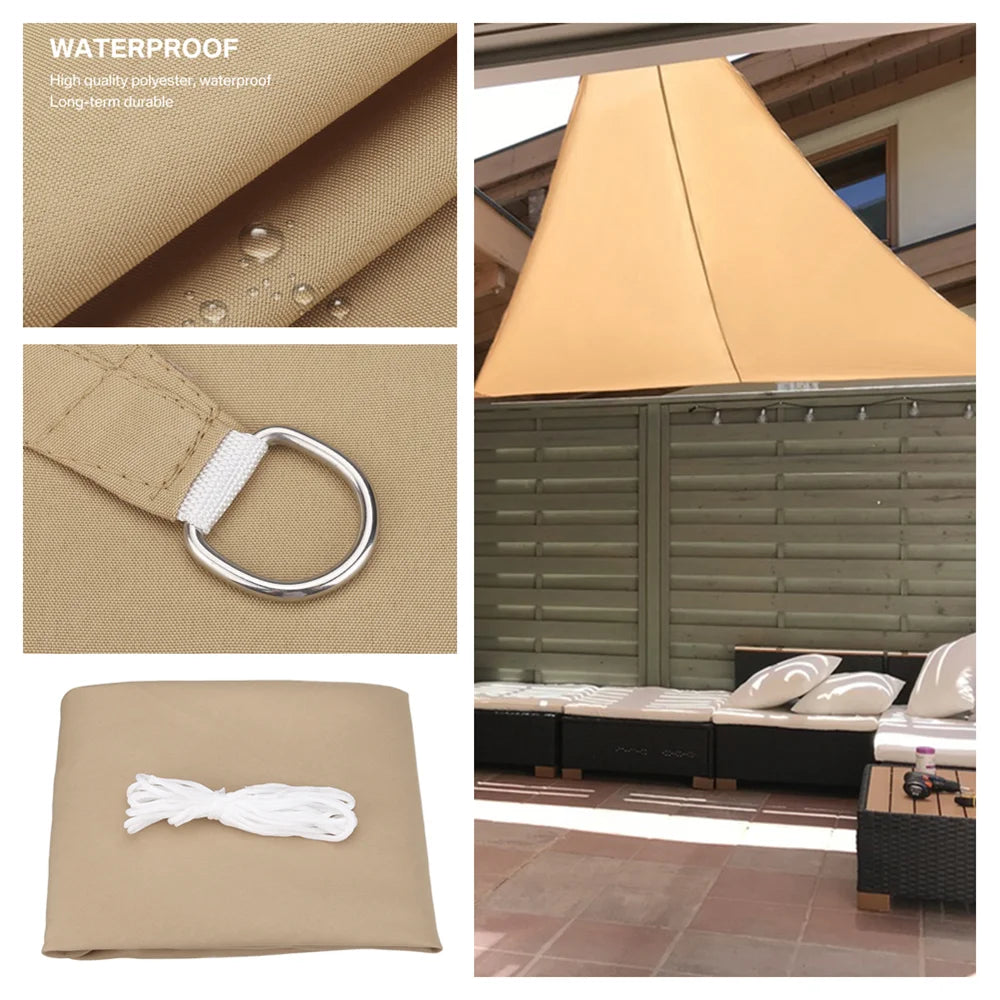 5x5x5/2x2x2M Waterproof Sun Shelter - Triangle Sunshade Protection - Outdoor Canopy for Garden, Patio, Pool - Shade Sail Awning Cloth