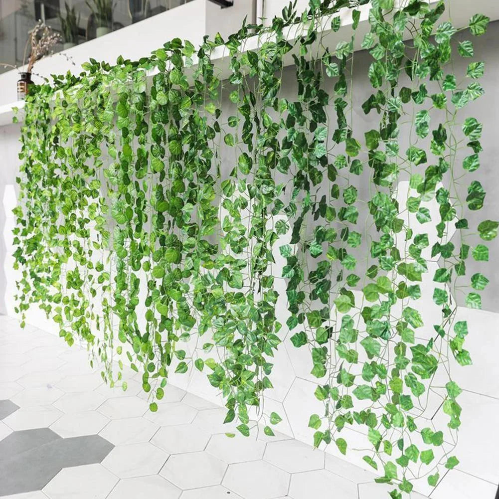 6pcs Artificial Ivy Leaves Plants Garland - Fake Flowers Home Bedroom Party Garden Wedding Decoration Hanging Vines