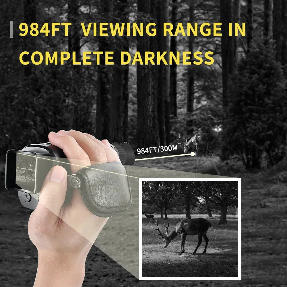 1080P HD Infrared Monocular Night Vision Camera | 5X Digital Zoom for Outdoor Hunting & Search up to 300m