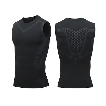 Men's Ionic Shaping Vest - Ice-Silk Slimming Body Shaper, Compression Tank Top with Tummy Control, Quick-Dry Fitness Shirt