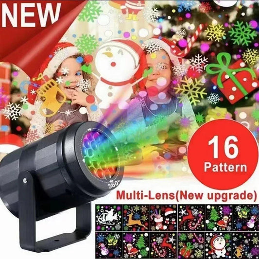 Snowflake Christmas Projector - USB Powered Rotating LED Stage Lights with Christmas Patterns, Ideal for Outdoor Night Lighting and Decor